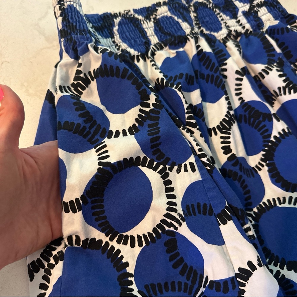 Kate Spade blue black a line midi skirt elastic waist Size 2 Geometric - Picture 11 of 12